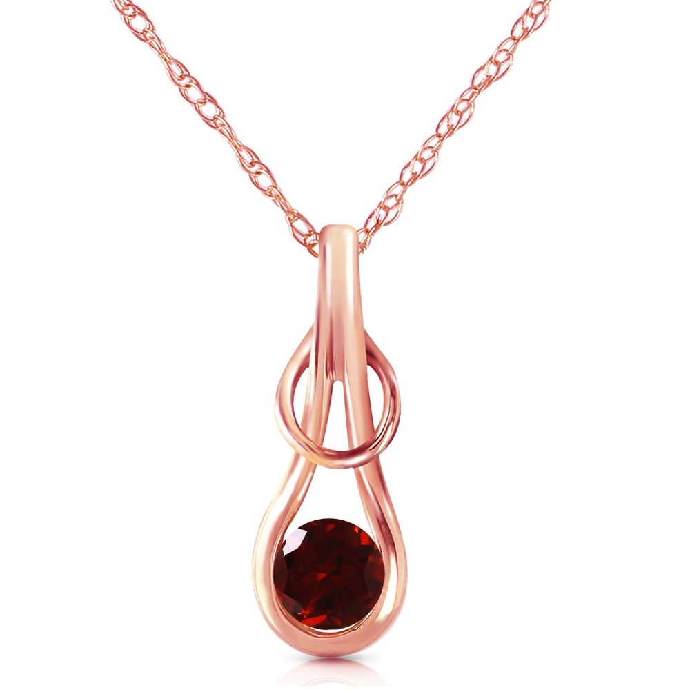 14K. SOLID GOLD NECKLACE WITH NATURAL GARNET (Rose Gold)